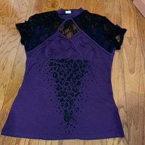 Lace Sleeve 80s Decade Wrap Top